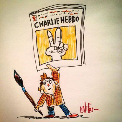 Ilustra&ccedil;&atilde;o do argentino Liniers em apoio &agrave; revista Charlie Hebdo.