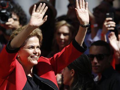 Dilma no ato de Primeiro de Maio em São Paulo.