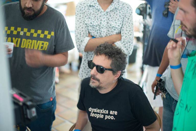 Kleber Mendonça nas filmagens de 'Aquarius'.