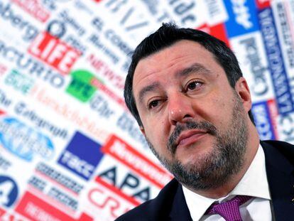O líder da extrema direita italiana Matteo Salvini em um evento em Roma, nesta quinta-feira, 13.