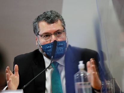 O ex-presidente Ernesto Araújo, em depoimento à CPI da Pandemia.