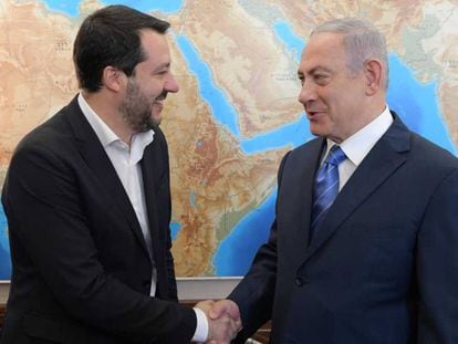 Salvini e Netanyahu nesta quarta-feira em Jerusalém.