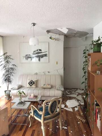 A sala de Ana Carolina Sánchez depois do tremor