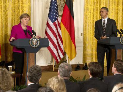 Merkel e Obama, nesta segunda-feira.
