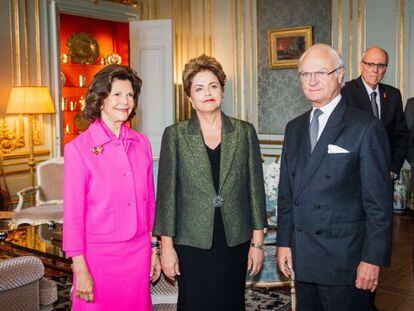 Dilma Rousseff com os reis da Su&eacute;cia.