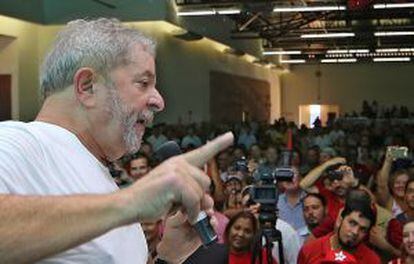 O ex-presidente Lula em evento do PT, em Ribeirão Preto.