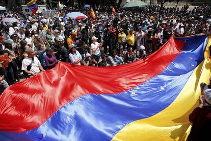 Manifestação da oposição venezuelan neste sábado.