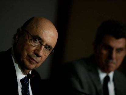 Os ministros Henrique Meirelles e Romero Juc&aacute; anunciam nova meta fiscal para 2016.