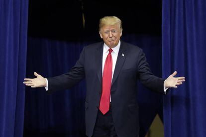 O presidente Donald Trump, em um comício eleitoral em Indiana.