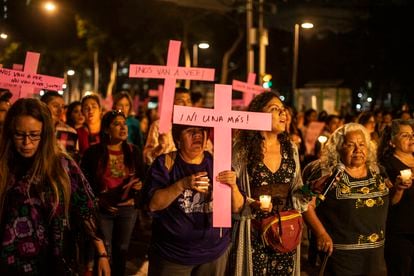Passeata de mulheres na Cidade do México contra a violência machista, em 25 de novembro de 2019. 