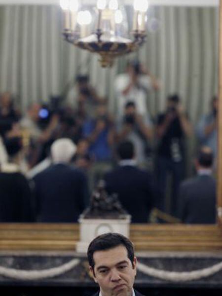 O primeiro ministro grego, Alexis Tsipras, no sábado, na posse de seus novos ministros.