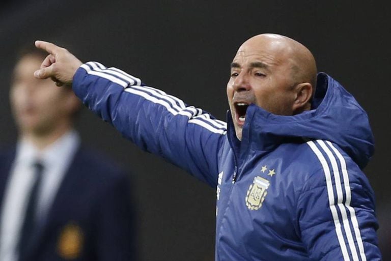 Sampaoli durante o amistoso contra a Espanha, em Madri.