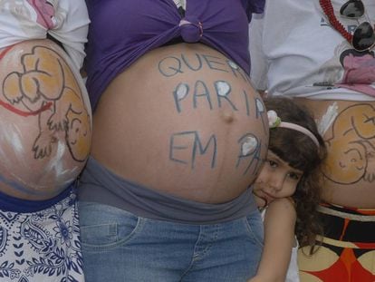 Protesto pelo parto humanizado no Rio de Janeiro.