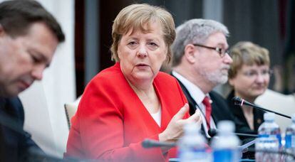 Merkel se pronuncia durante uma reunião nesta quinta-feira com o Governo sul-africano em Pretória.