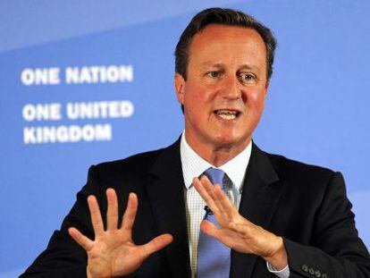 O primeiro-ministro britânico, David Cameron, durante um discurso em Leeds.