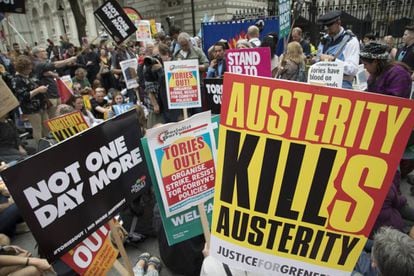 Protestos contra a austeridade em Londres esta semana.
