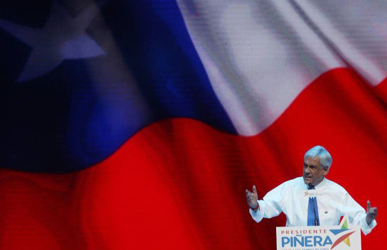 Sebastián Piñera durante um ato de campanha em Santiago do Chile.