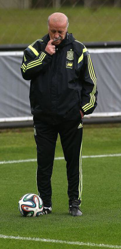 Vicente del Bosque, durante um treino em Curitiba.