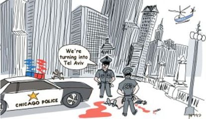 lustração da imprensa israelense. Policiais em Chicago: “Estamos nos transformando em Tel Aviv”