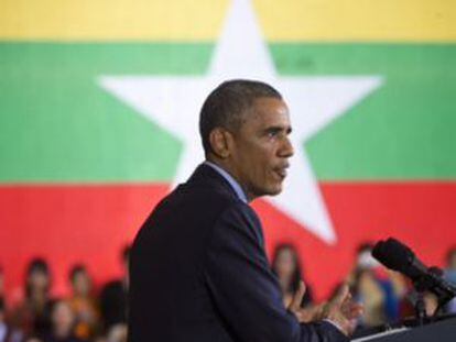 Barack Obama, durante discurso feito na sexta-feira em Yangon, em Mianmar.