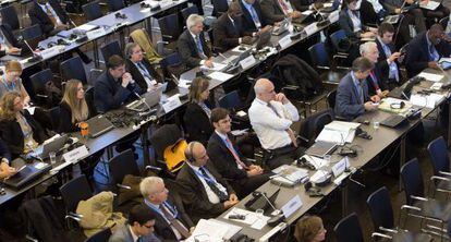 Delegados durante as sessões do IPCC, em Copenhague neste fim de semana.