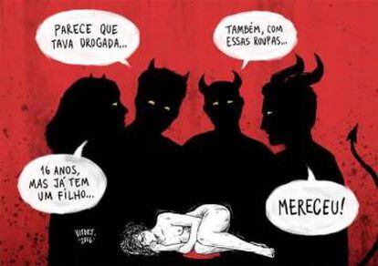 Ilustração que circula nas redes com o mote #EstuproNãoÉCulpaDaVítima.