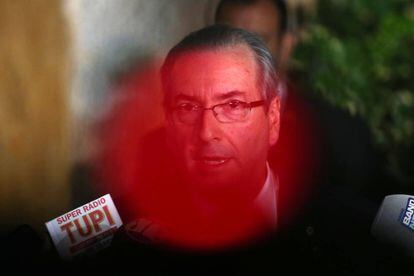 Eduardo Cunha durante entrevista no dia 5 de maio.
