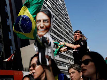 Apoiadores de Bolsonaro na avenida Paulista.
