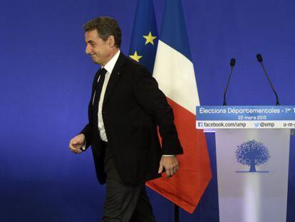 Nicolás Sarkozy, ontem em Paris.