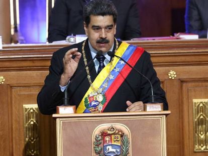 Nicolás Maduro nesta segunda-feira durante seu pronunciamento à Assembleia Nacional Constituinte.