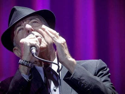 Leonard Cohen durante show em Madri em 2012.