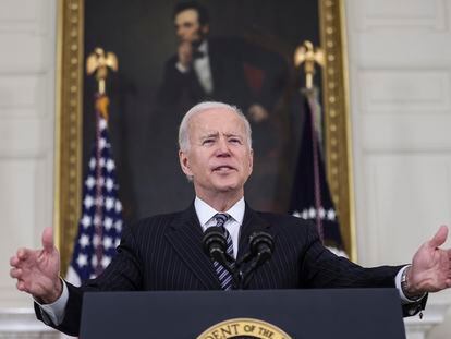 Joe Biden durante suas declarações sobre o coronavírus na Casa Branca.