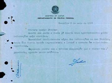 Carta mostra a relação com altas patentes do governo; foi publicada, à época, no Jornal Última Hora.