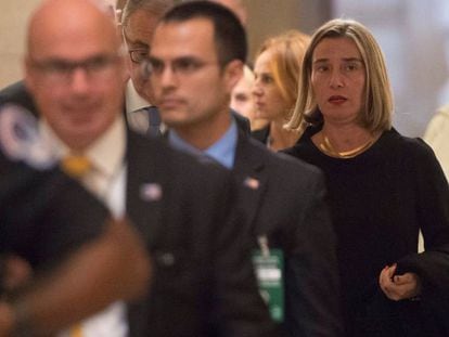 A alta representante da União Europeia para Política Externa e de Segurança, Federica Mogherini, durante um encontro em Washington.