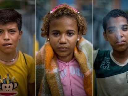 Retratos de crianças abandonados em Caracas.
