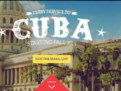 Captura de tela da agência que oferece uma viagem de ferry para Cuba.
