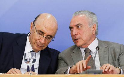 Henrique Meirelles, ministro da Fazenda, e o presidente Michel Temer.