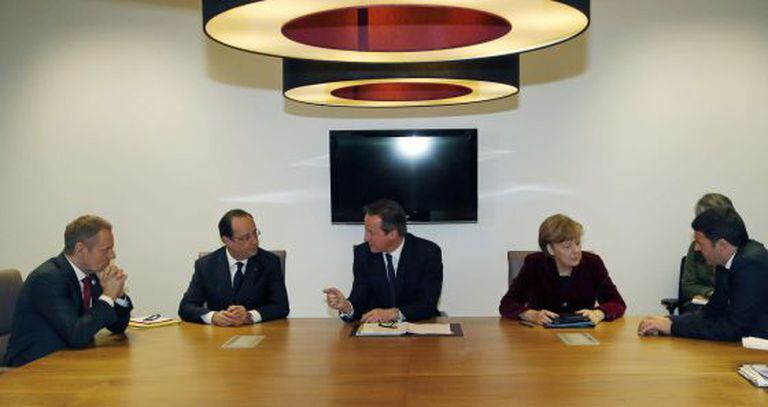 Tusk, Hollande, Cameron, Merkel e Renzi, na semana passada em uma reunião prévia à cúpula da UE sobre a crise ucraniana.