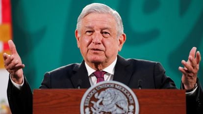 O presidente do México, Andrés Manuel López Obrador, durante uma entrevista coletiva matutina nesta semana.
