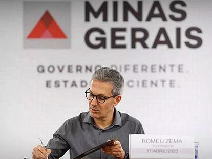 Romeu Zema, governador de Minas, em reunião sobre a pandemia.