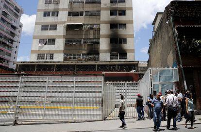 O edifício onde ocorreu a explosão em Caracas.