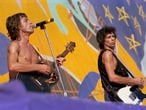 SAN FRANCISCO, CA - OCTOBER 17:  Mick Jagger and Keith Richards perform with The Rolling Stones in concert at Candlestick Park on October 17, 1981 in San Francisco, California.  (Photo by Rocky Widner/FilmMagic)