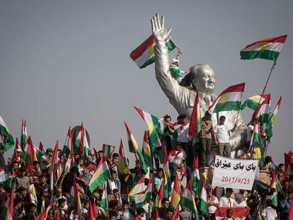 Manifestação em Erbil, capital do Curdistão iraquiano.