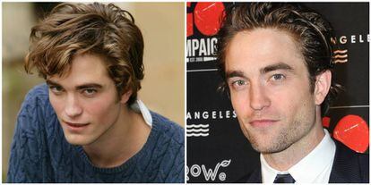 Robert Pattinson em 2005 (esquerda) e em 2018