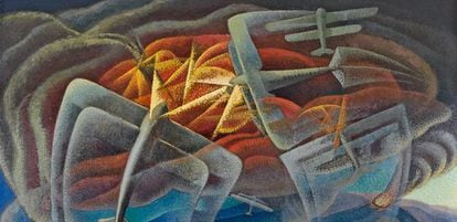 Gerardo Dottori, 'Batalha aérea sobre o golfo de Nápoles', 1942.