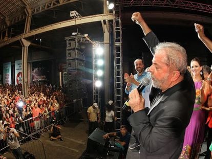 O ex-presidente Lula no aniversário do PT.