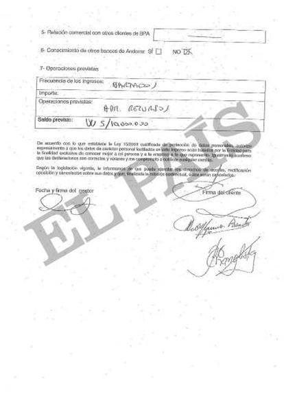 Documento confidencial da Banca Privada d'Andorra (BPA) que cita a intenção da Camargo Corrêa de depositar até 10 milhões de dólares em uma de suas contas.
