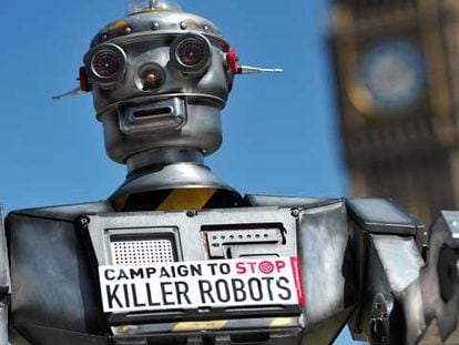 Campanha contra o uso de robôs na guerra, em Londres em 2013.