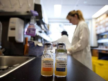 Os frascos Bereg-Kit Geneva no laboratório antidoping de Montreal.