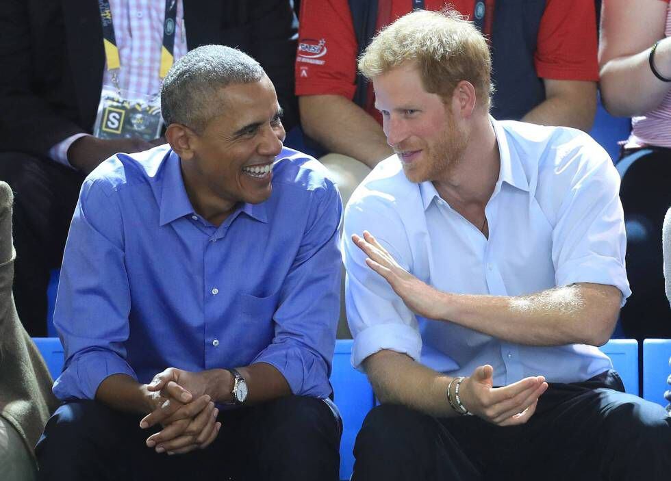 Barack Obama e o príncipe Harry nos Jogos Invictus em setembro em Toronto, Canadá.
